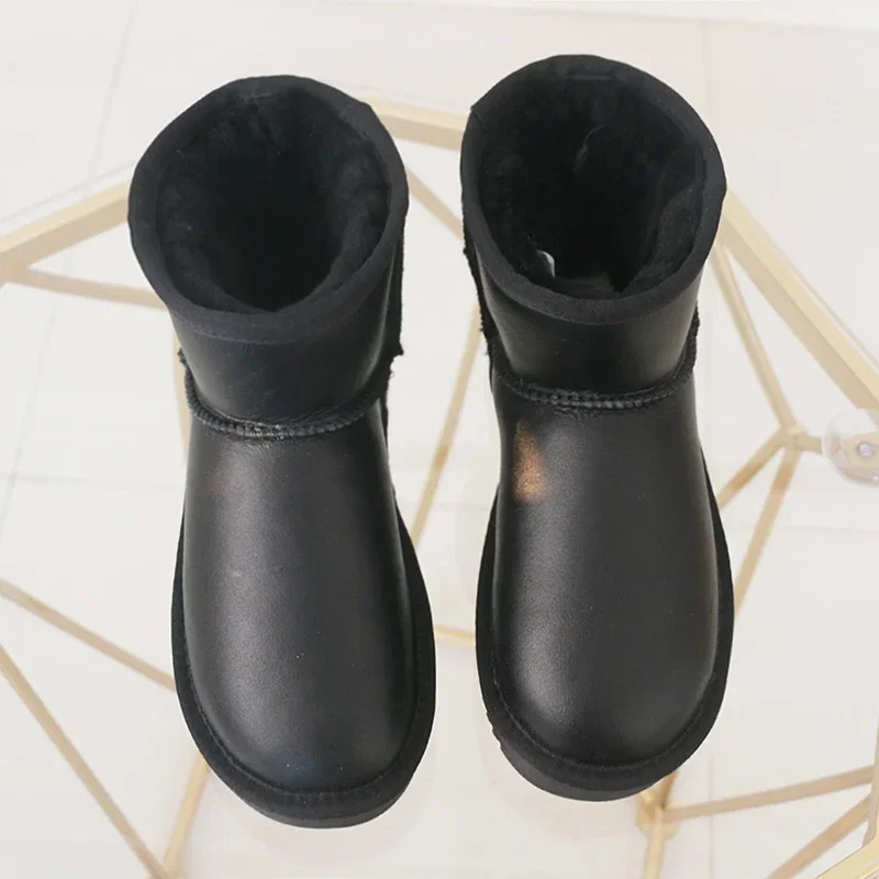 2024 Fashion Waterproof Women Boots 100% Natural Fur Winter Ankle Boots Genuine Sheepskin Leather Snow Boots Warm Wool Shoes