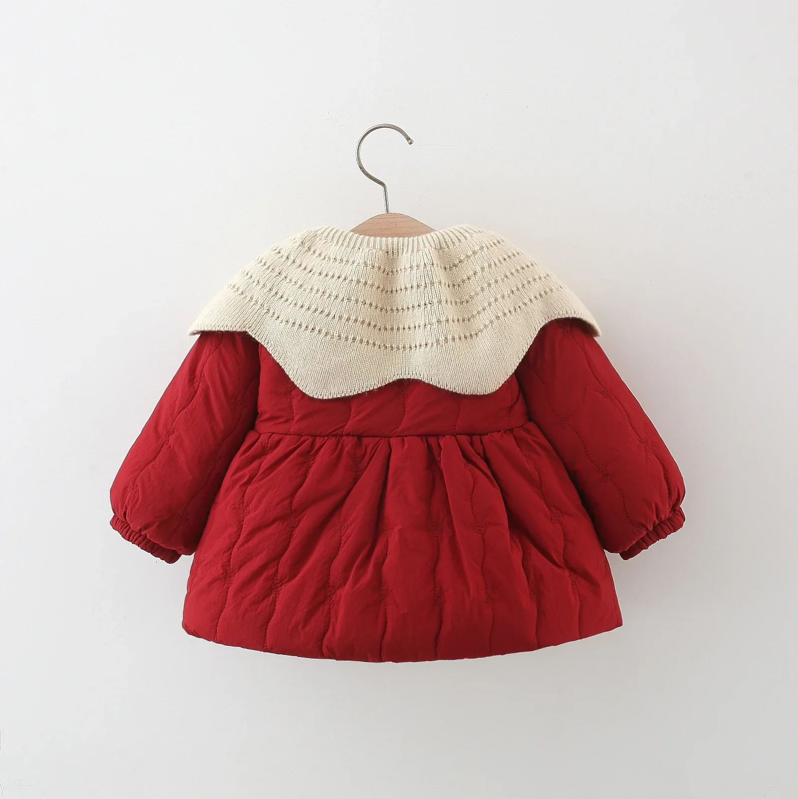 2026 Winter 1-4 Y Kids Parkas Thicken Lining Girls Clothes Fur Jacket Warm Lining Girls Red Parkas Bow Decoration Outfit