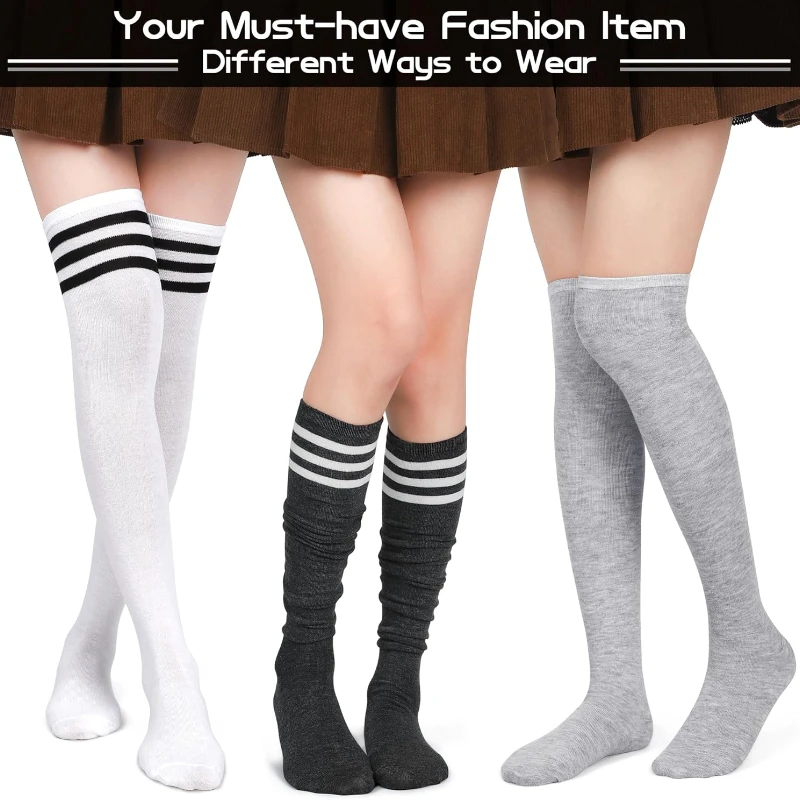 6 Pairs over knee thigh socks knee-high warm stocking women boot sock leg warmer high stockings womens gifts cosplay accessories