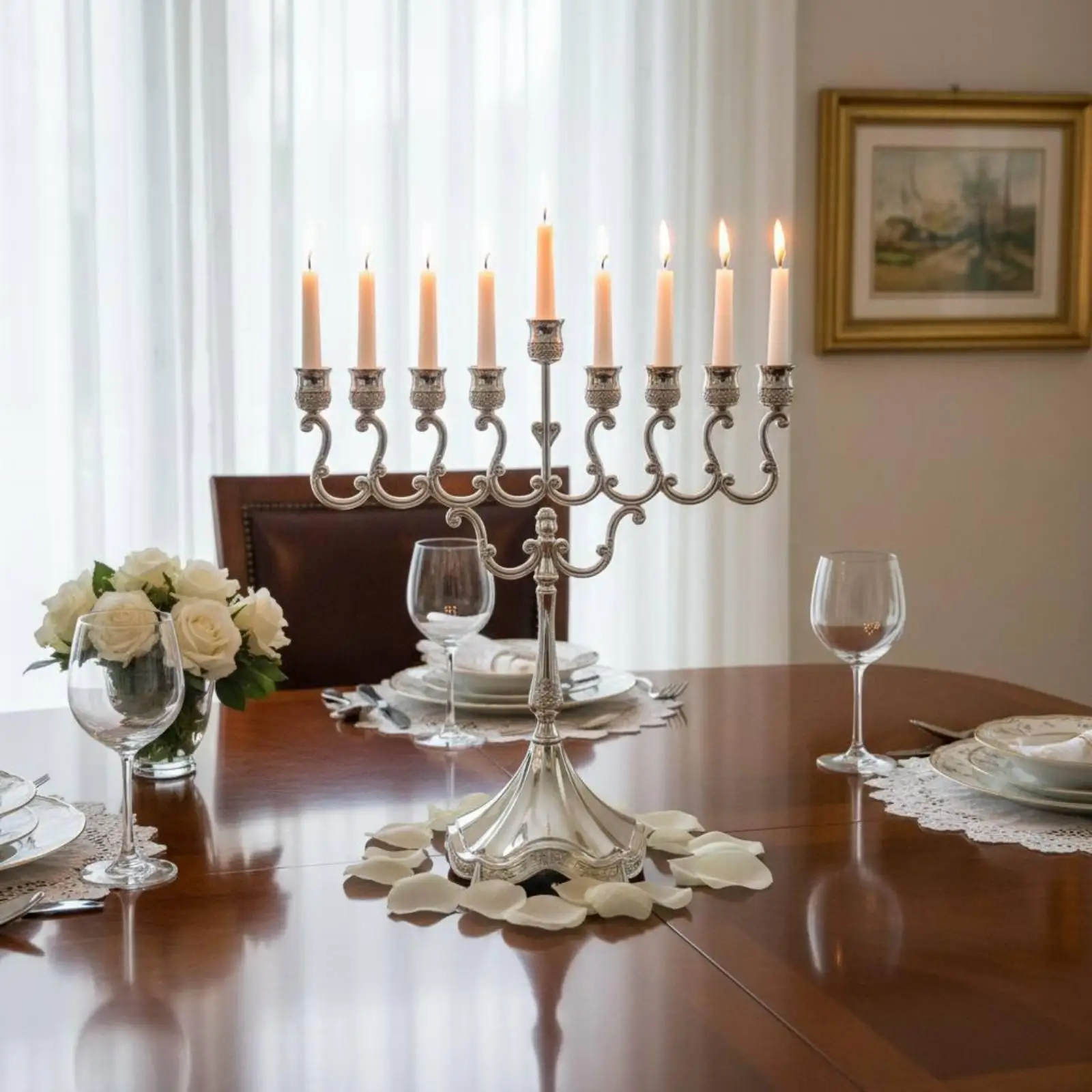 Large 9 Branch Metal Candle Holder Elegant Candelabra Wedding Table Centerpiece for Party Romantic Setting view 3
