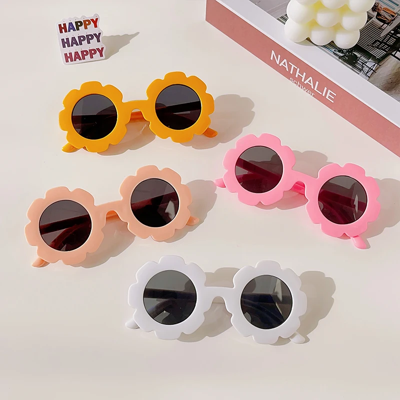 2023 New Kids Cute Solid Color Flower UV400 Sunglasses Baby Children Outdoor Sun Protection Sunglasses Boys Girls Sunglasses