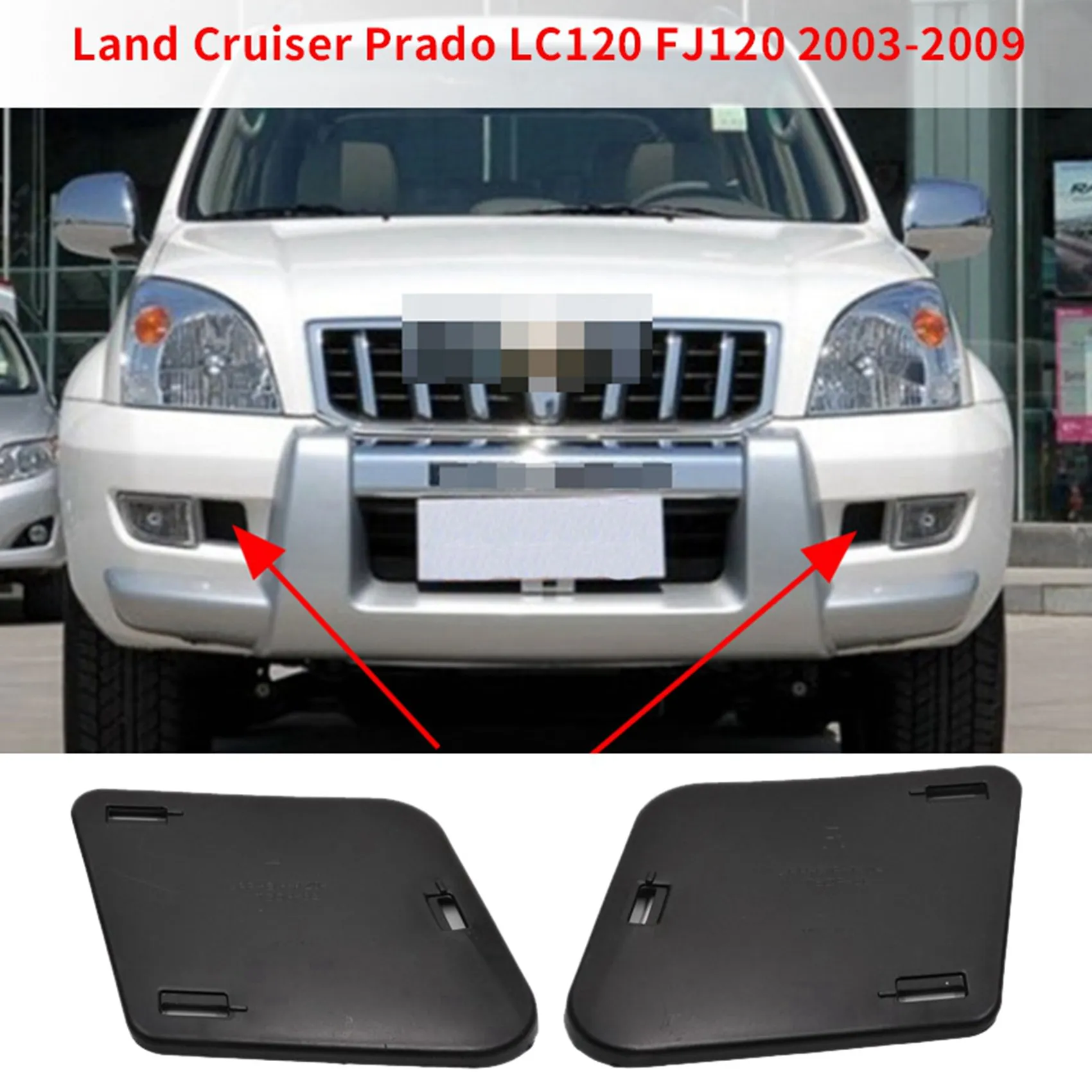 4X for Toyota Land Cruiser Prado LC120 FJ120 2003-2009 Front Bumper Fog Lights Side Baffle Cover