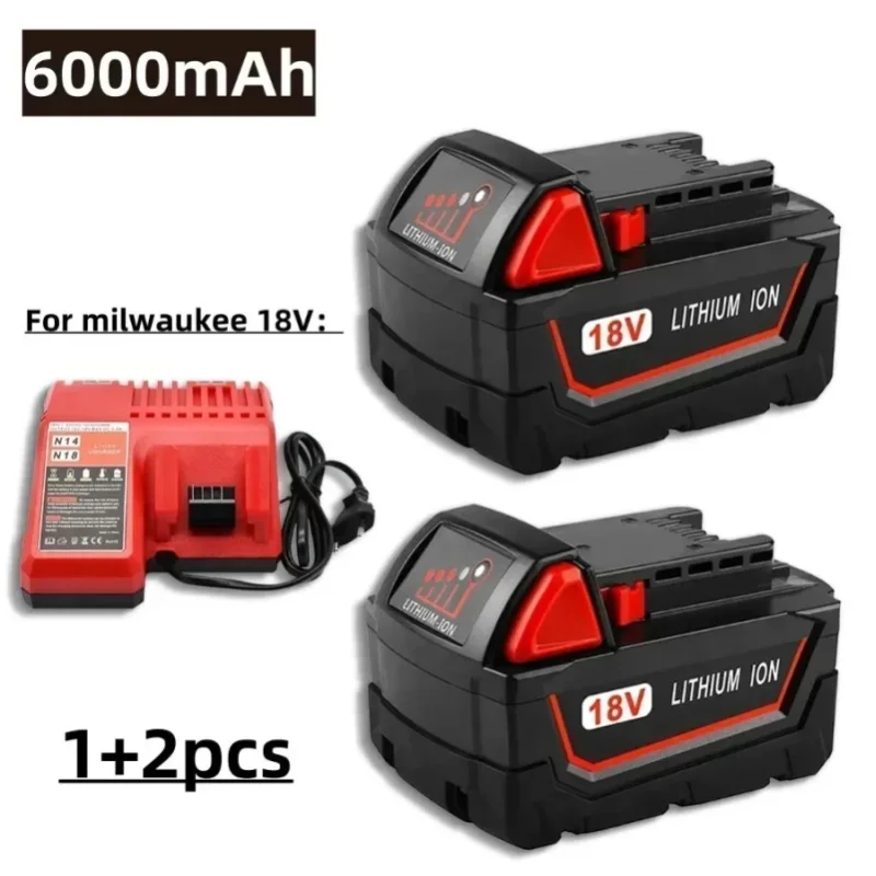 Für Milwaukee M18 Elektrowerkzeug-Akku, Ladegerät, 18V 9000mAh, BR, XC, 18V, M18B5, 48-11-1860, eingebauter 18650-Akku
