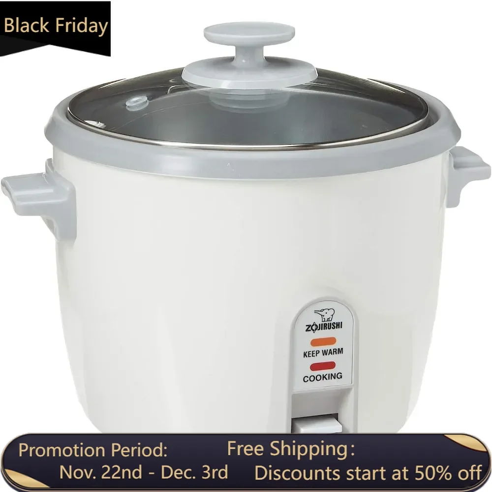 6-Cup (Uncooked) Rice Cooker, Easy-to-use Single Switch Control, Removable, Easy-to-clean, Nonstick Inner Cooking Pan, White