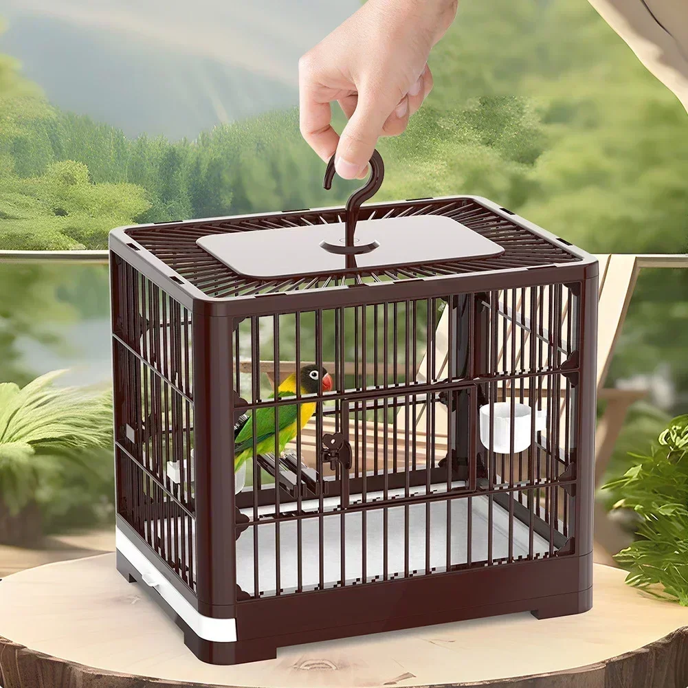 Portable Bird Container Bird Travel Carrier Bird Cage with Handle Large Space Breathable Foldable Bird Cage Set Bird Accessories