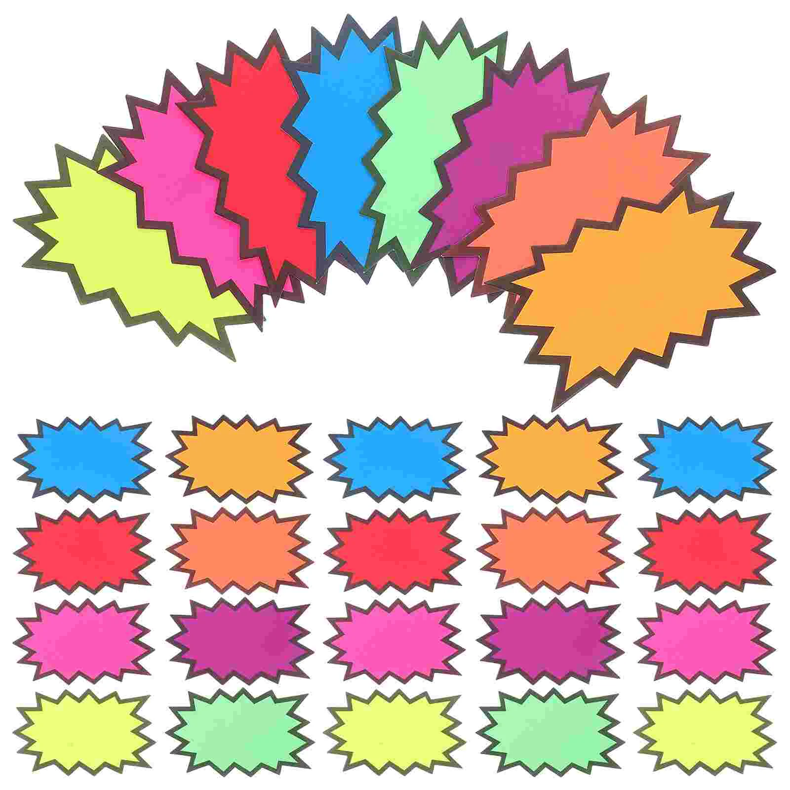 

80 Pcs Explosion Sticker Price Tags Vibrant Fluorescent Star Burst Signs Retail Store Supplies Writable Blank Cards Sale Display