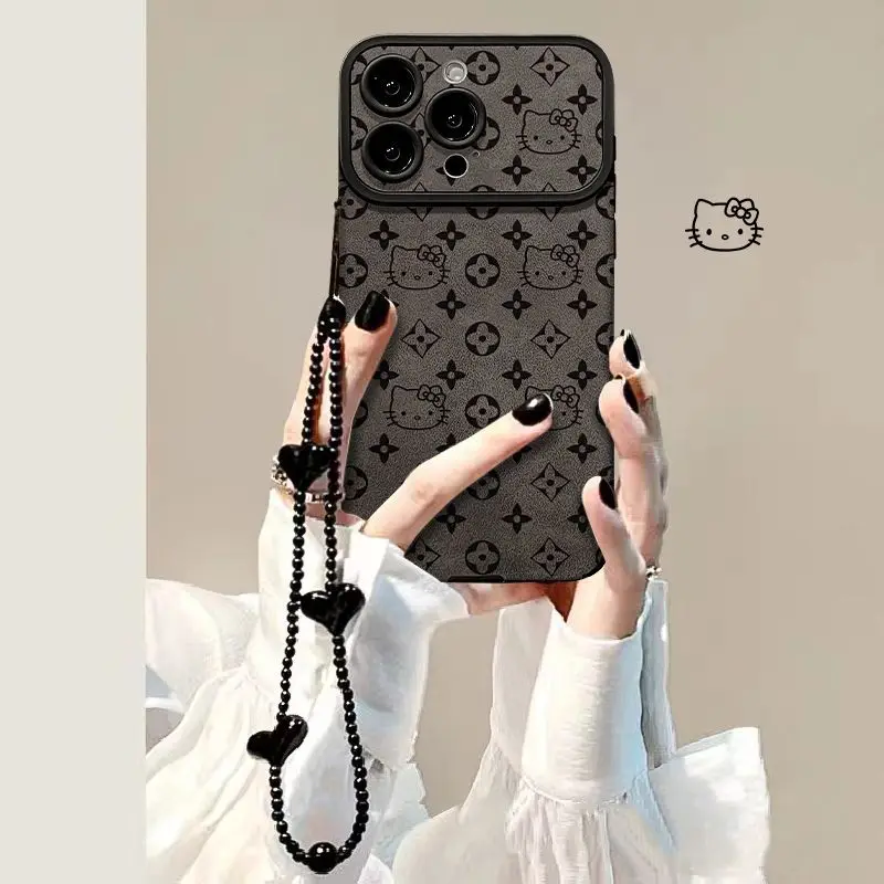 جديد Kawaii مرحبا كيتي الكرتون جراب هاتف آيفون 17 12 13 14 15 16 برو ماكس زائد ماتي الجلد الملمس غطاء ممتص للصدمات