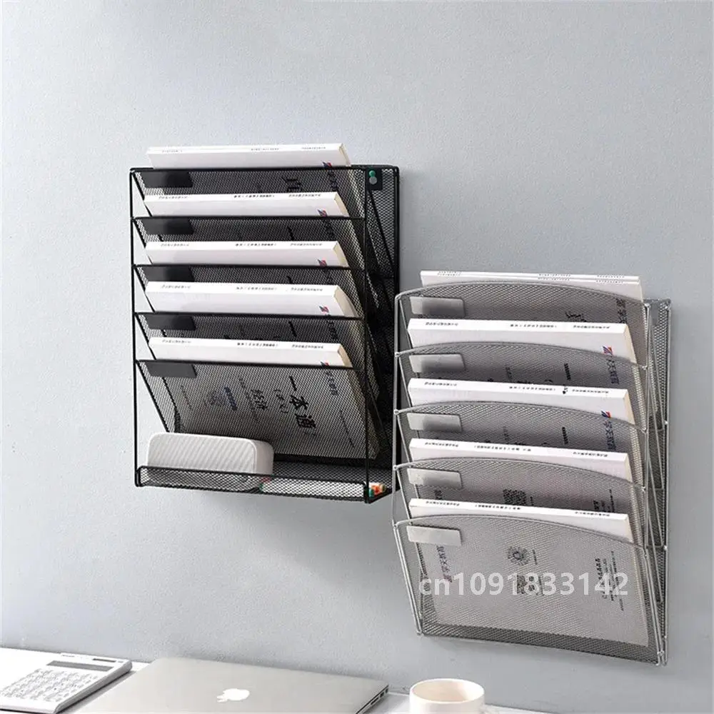 

Hanging Metal File Organizer Rack Five Layer Wall Hanging Holder Mail Magazine Office Paper Document Letter Paper Storage Tray