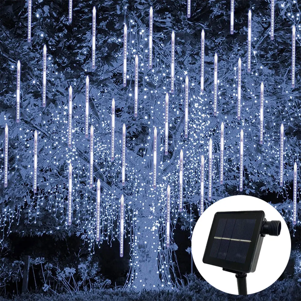 30/50 سنتيمتر 8 أنابيب الشمسية LED النيزك دش عطلة سلسلة ضوء مقاوم للماء حديقة عيد الميلاد الديكور في الهواء الطلق النيزك المطر أضواء