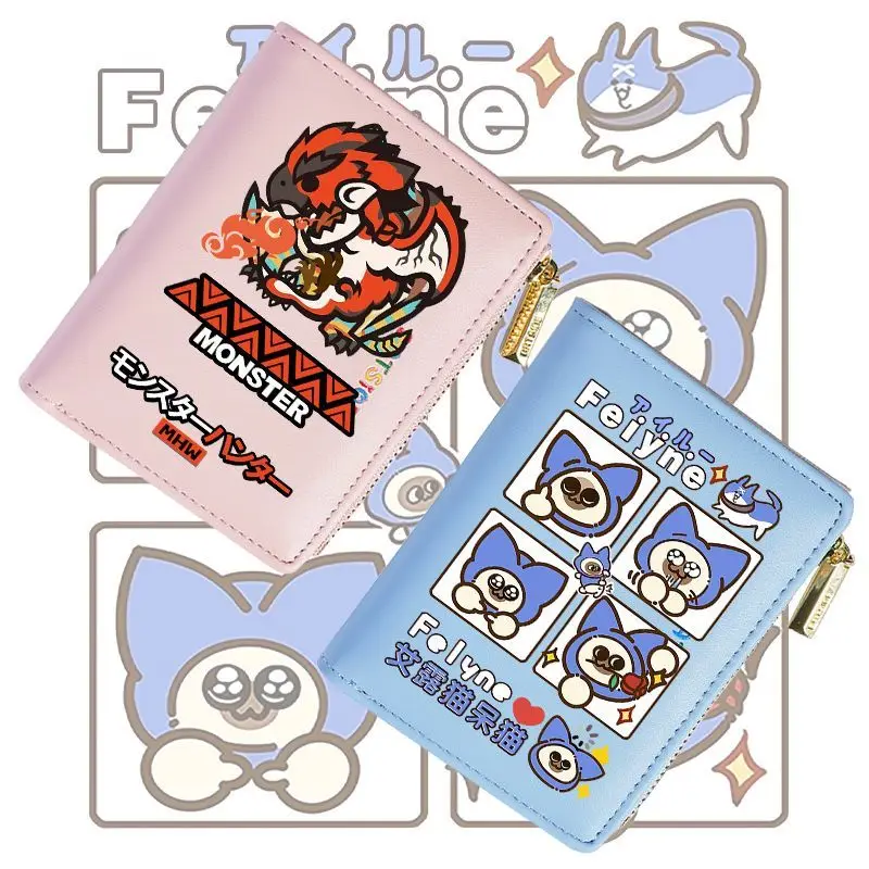 Monster Hunter Wilds Felyne game merchandise kawaii coin purse stylish and personalized card holder a birthday gift for friends