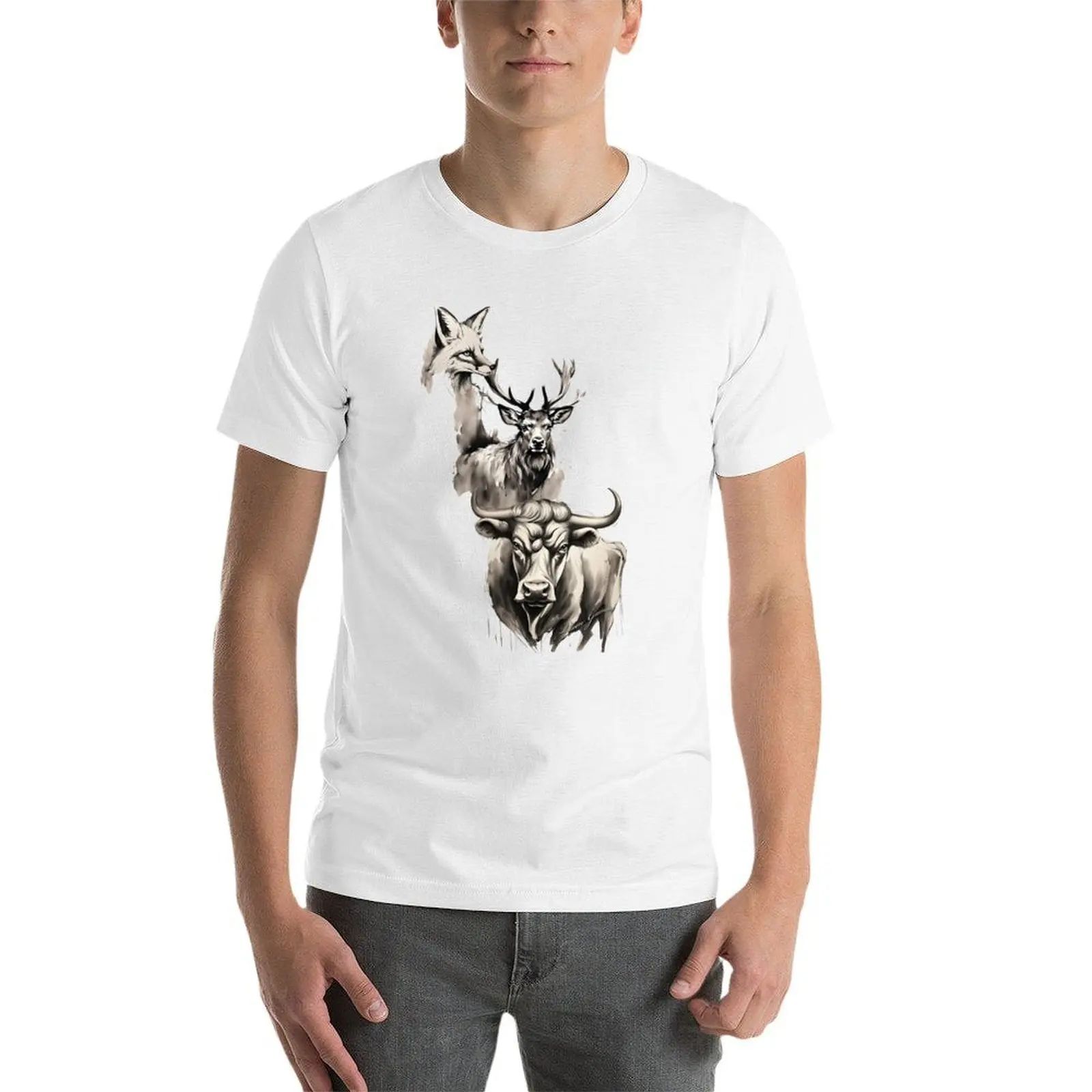 تي شيرت Stag Vixen and Bull Ink تي شيرت للرجال من القطن بتصميم تي شيرت رجالي