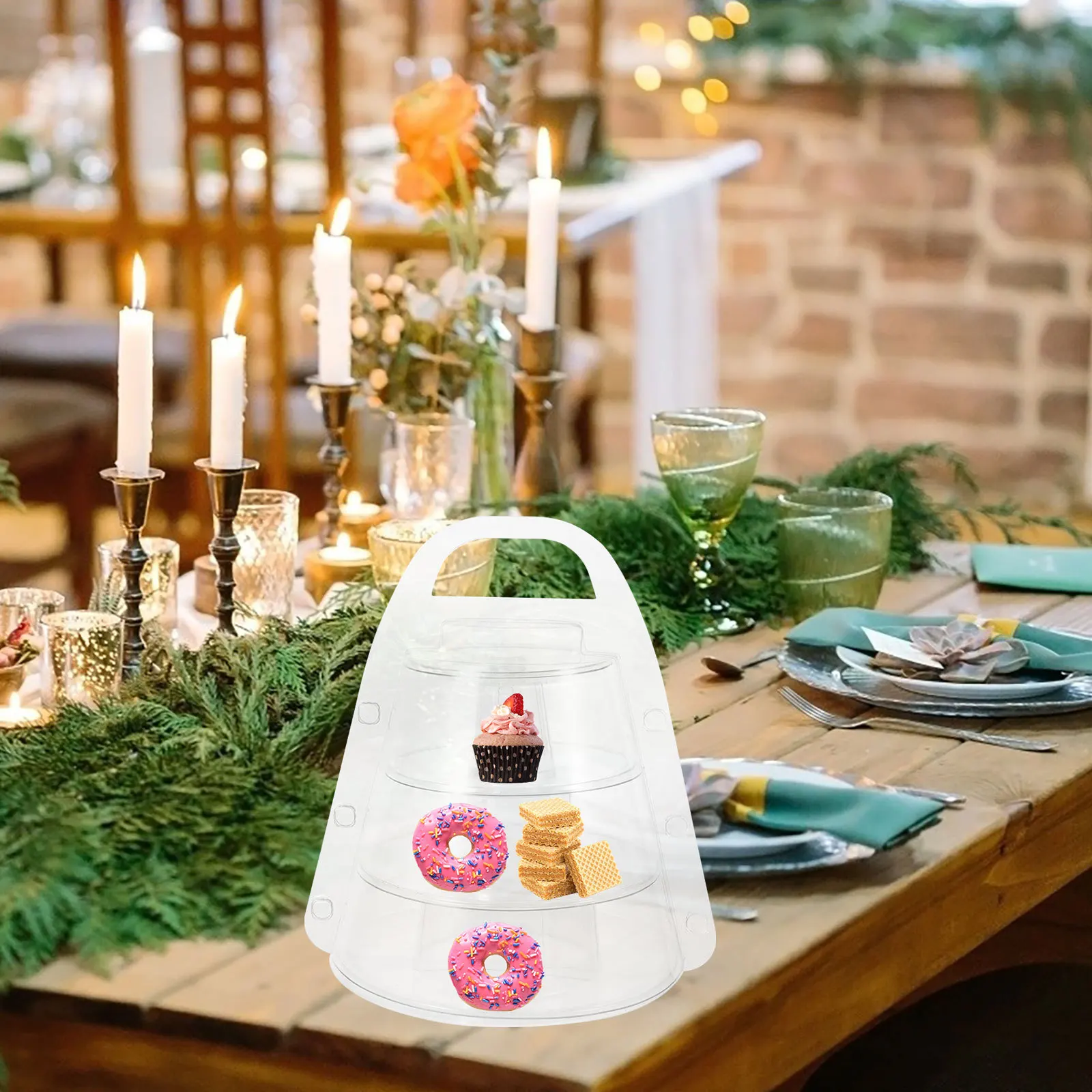 

1Set Clear Macaron Holder Multi-Tier Dessert Stand Perfect for Themed Parties Wedding Events Portable Cake Display Biscuit