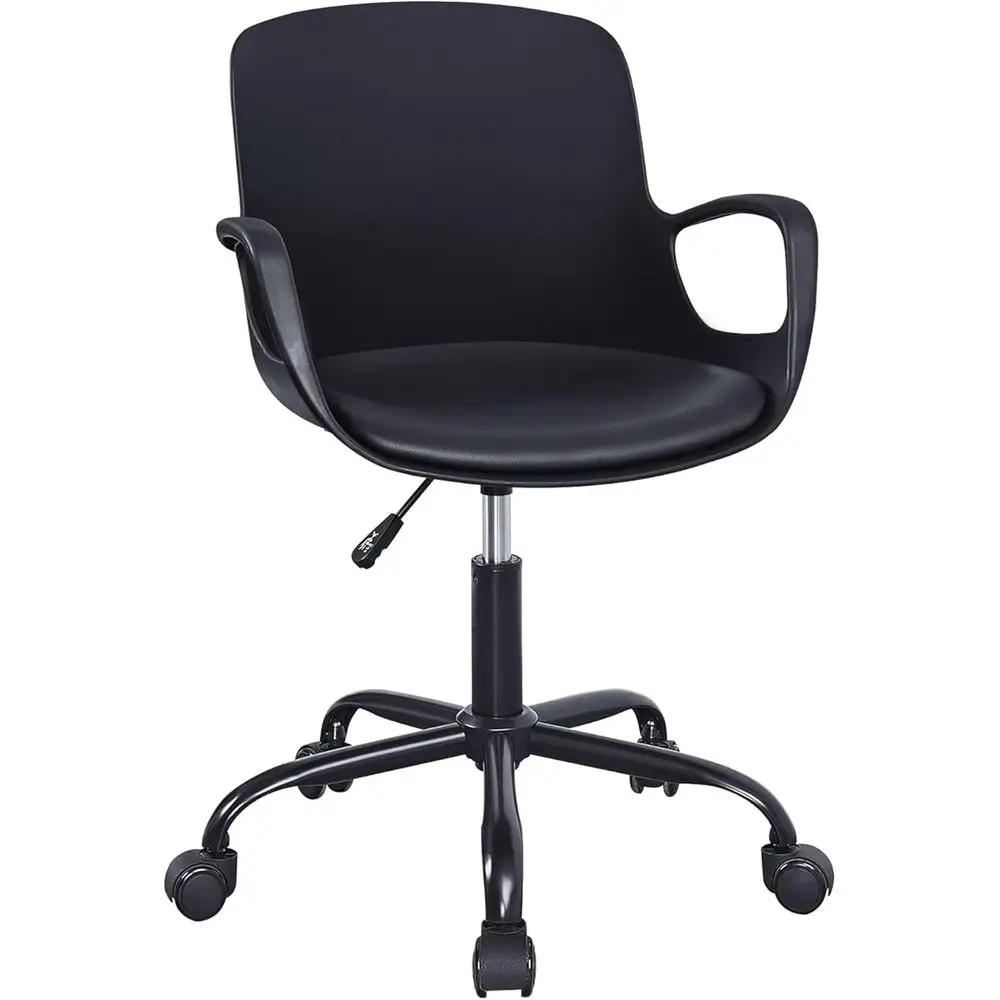

Back Chair or Desk with Armrests, Height Adjustable, 360°Swivel Wheels or Home Oice Computer Study Work, Black