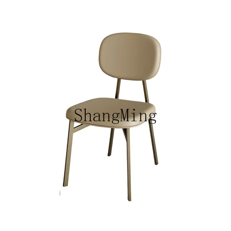 

ZYH Modern Simple High-end Soft Bag Leather Art Dining Chair Light Luxury Cream Style Home Leisure Chair
