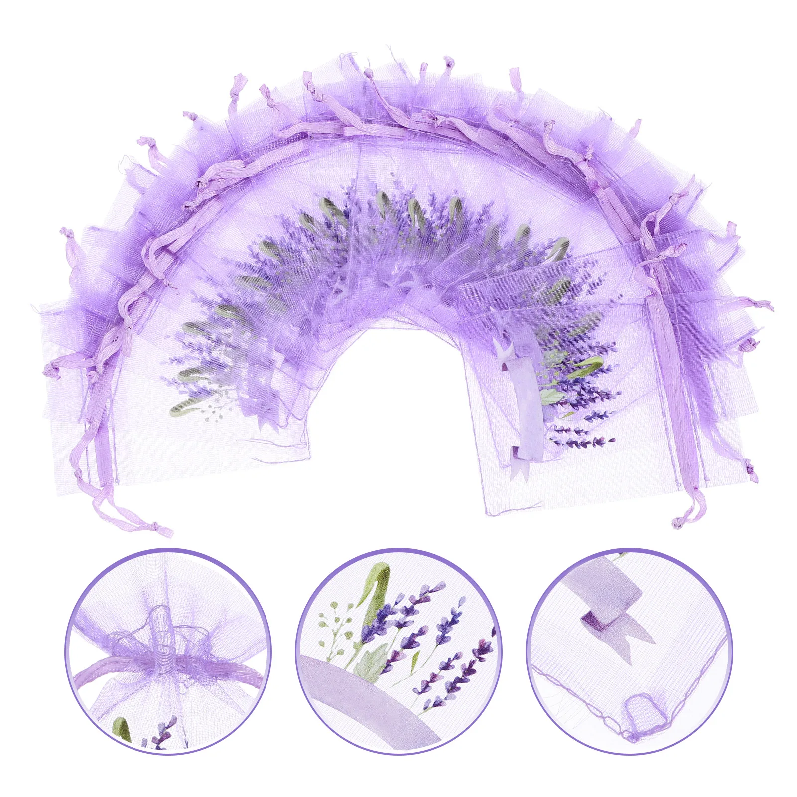 

20pcs Lavender Drawstring Sachet Bags Empty Gauze Mesh Pouches For Storing Dried Flowers Jewelry Breathable Multipurpose Air