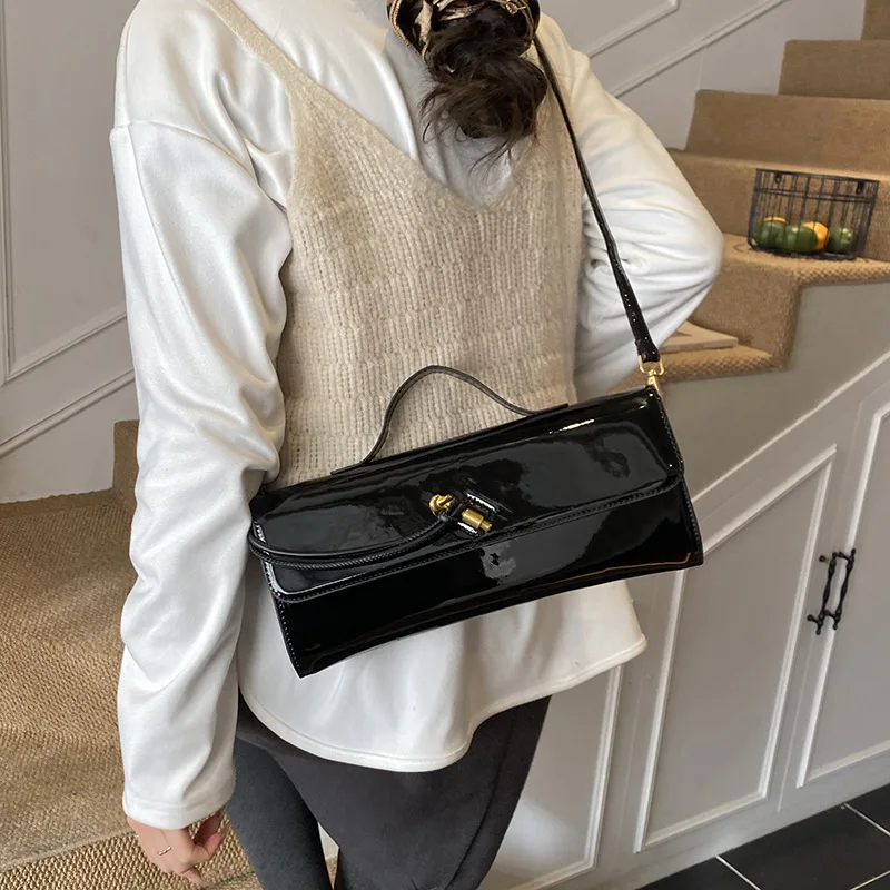 

Новая модная женская сумка класса люкс: глянцевая наплечная сумка, универсальная портативная маленькая квадратная сумка-мессенджер