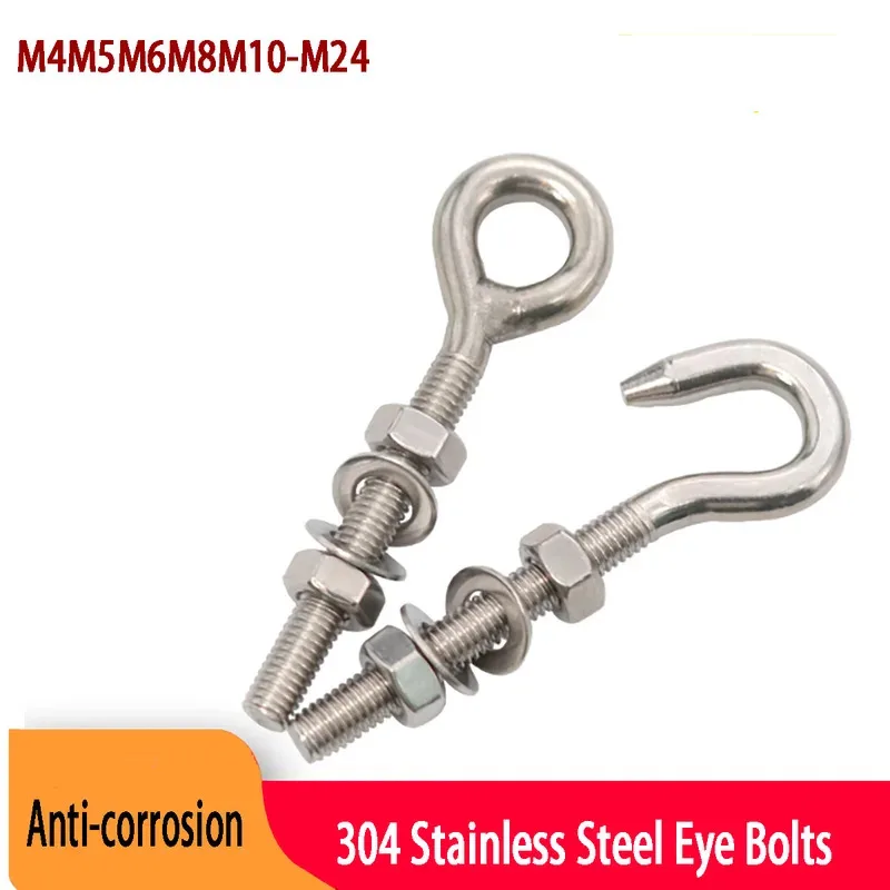 

Closed End Threaded Ring Hooks 304 Stainless Steel Eye Bolts Assortment Kit Heavy Duty M4-M24