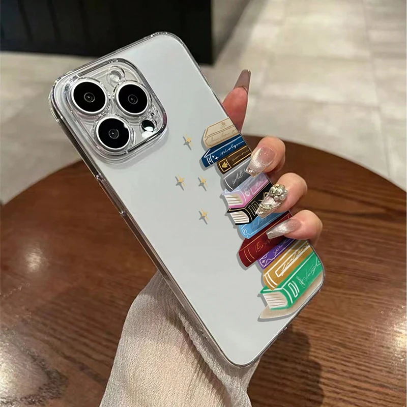 

Books Print Phone Case For iPhone 16 15 14 13 12 11 Pro Max Mini X XS SE 7 8 Plus 16E Shockproof Silicone Soft Transparent Cover