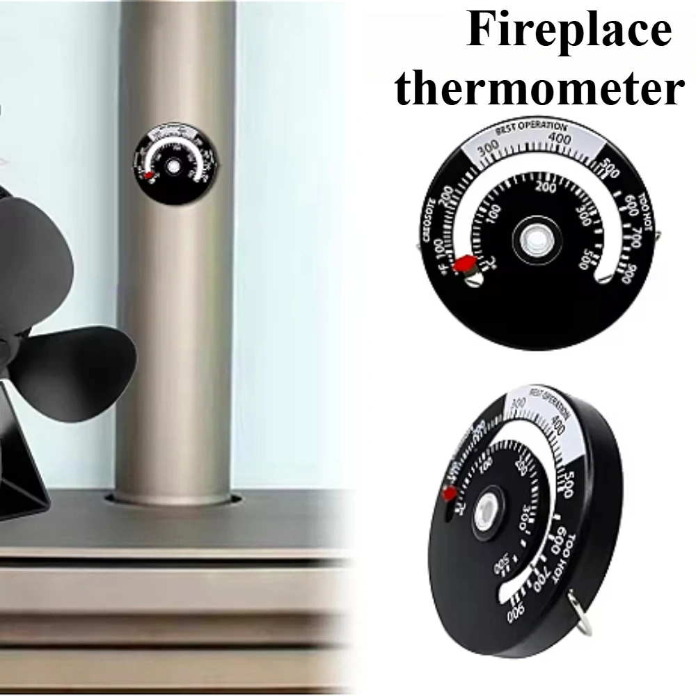 Wood Fireplace Thermometer Fireplace Fan Stove Burn Indicator Temperature Gauge Magnetic Chimney Flue Pipe Meter