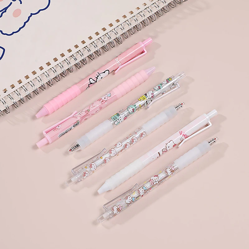 6Pcs Cartoon Sanrio Gel Pen Kawaii Hello Kitty Writing Smooth 0.5mm Black Exam Pen Creative Pressing Neutral Pen School Supplies image 4