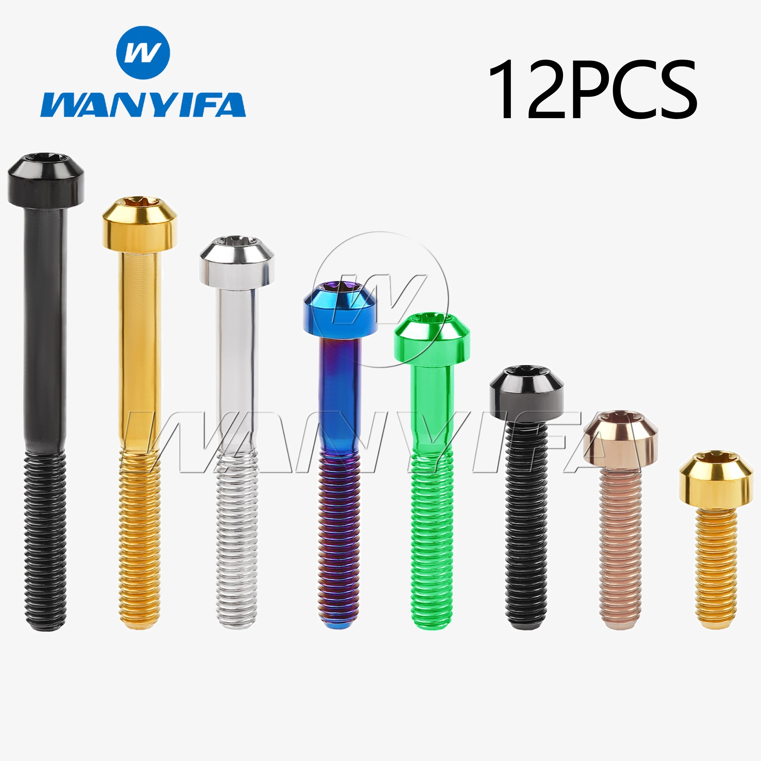 Wanyifa Titanium Ti Bolts M5/M6x10- 80mm Torx Head Screws for Bicycle Motorcycle refit fasteners 12PCS