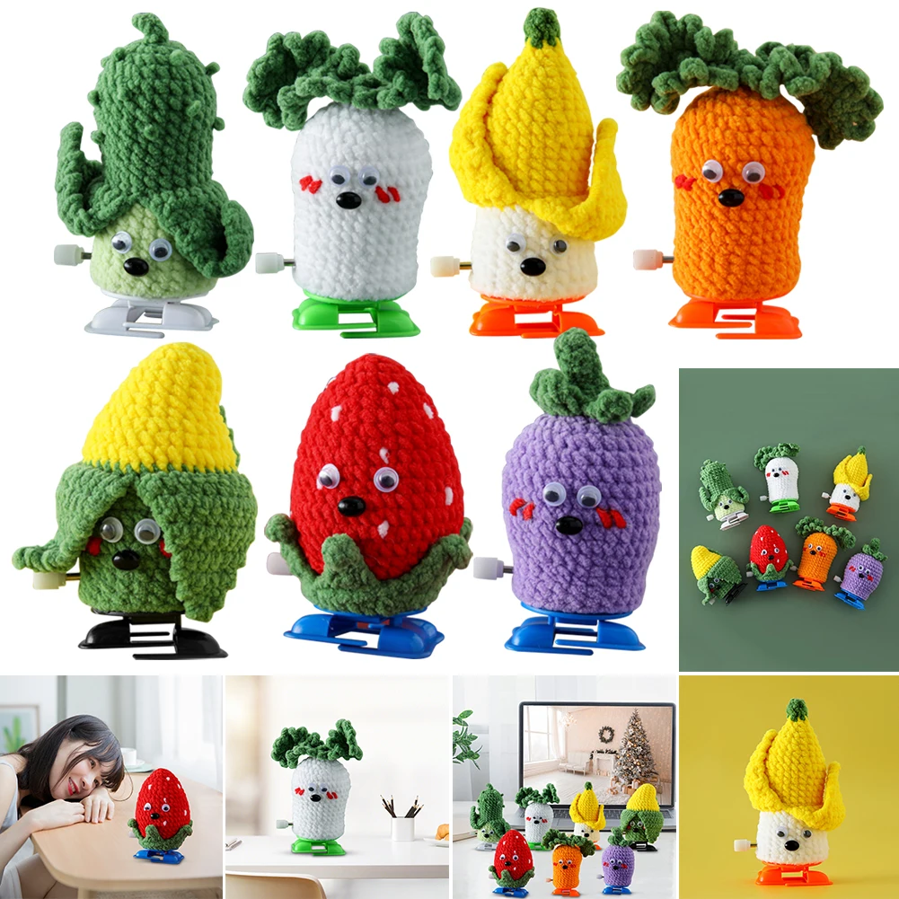 Walking Cute Fruits Toys 8cm Whimsical Action Fruit Toy Creative Hand-Crocheted Vegetable Dolls Gifts for Friends Family