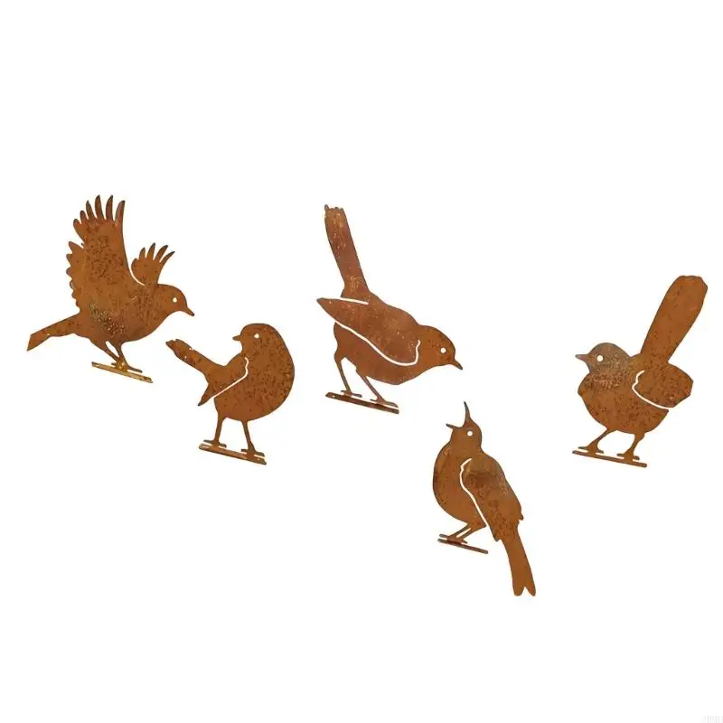 Handcrafted Iron Birds Ornaments With Rusts Effect For Backyard Landscaping Bird Statues For Garden Fence JOMD