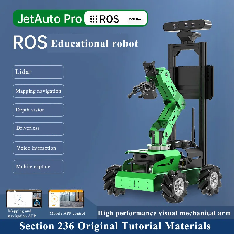 JetAuto Pro ROS Mecanum عجلة سيارة روبوت مع ذراع آلي الرؤية مدعوم من jeموضة نانو دعم رسم الخرائط البطولات الاربع/الملاحة/بايثون