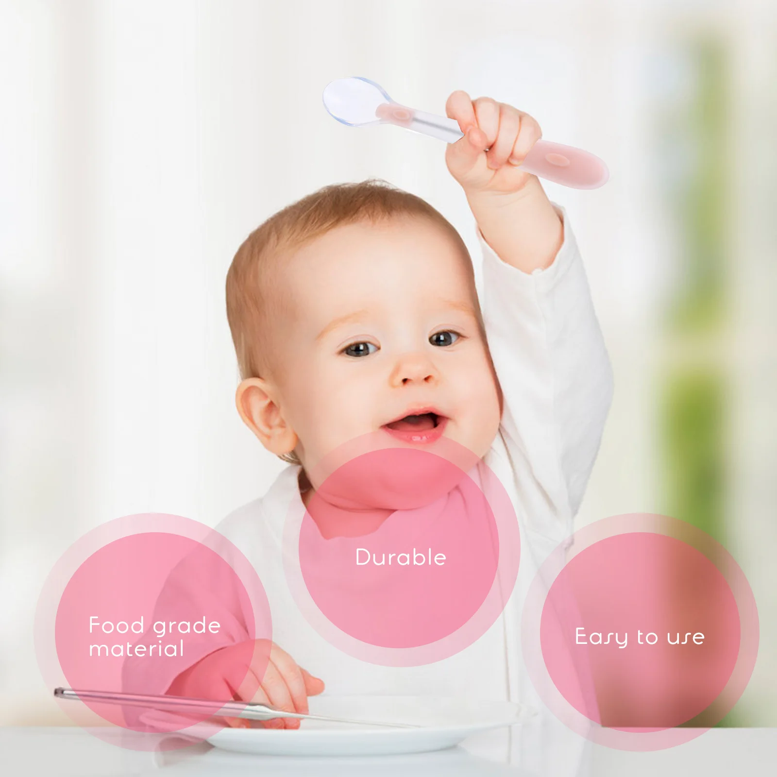 

2Pcs Lovely Baby Spoons Resistance Portable Light Compact Toddler Eating Tool Baby Feeding Spoons Kids Spoon
