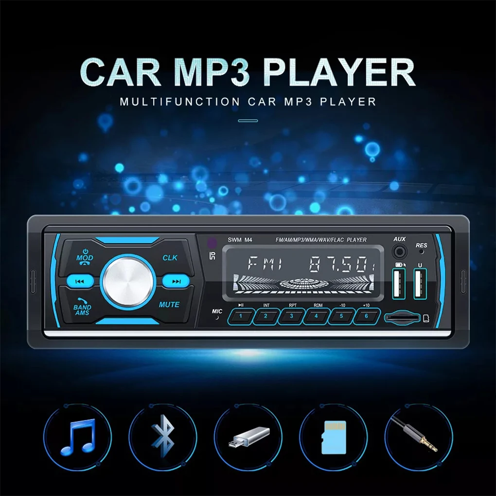 Car Radios Stereo Remote Control Digital Bluetooth Audio Music Stereo 12V Car Radio Dual USB AUX Mp3 Player FM AM RDS DAB+