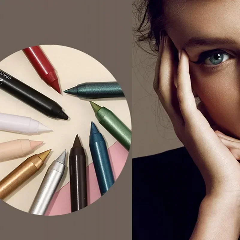 2-in-1-Eyeliner-Lipliner-Gelstift, wasserfest, langlebig, blau, weiß, schwarz, braun, leicht zu tragendes Eyeliner-Make-up für Augen, 7 Farben