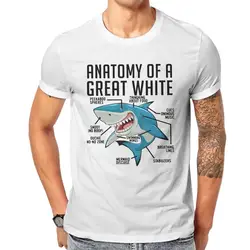 Vintage Shark Anatomy Of A Great White Shark T-Shirts Men Round Collar Cotton T Shirt Short Sleeve Tee Shirt 4XL 5XL Clothes