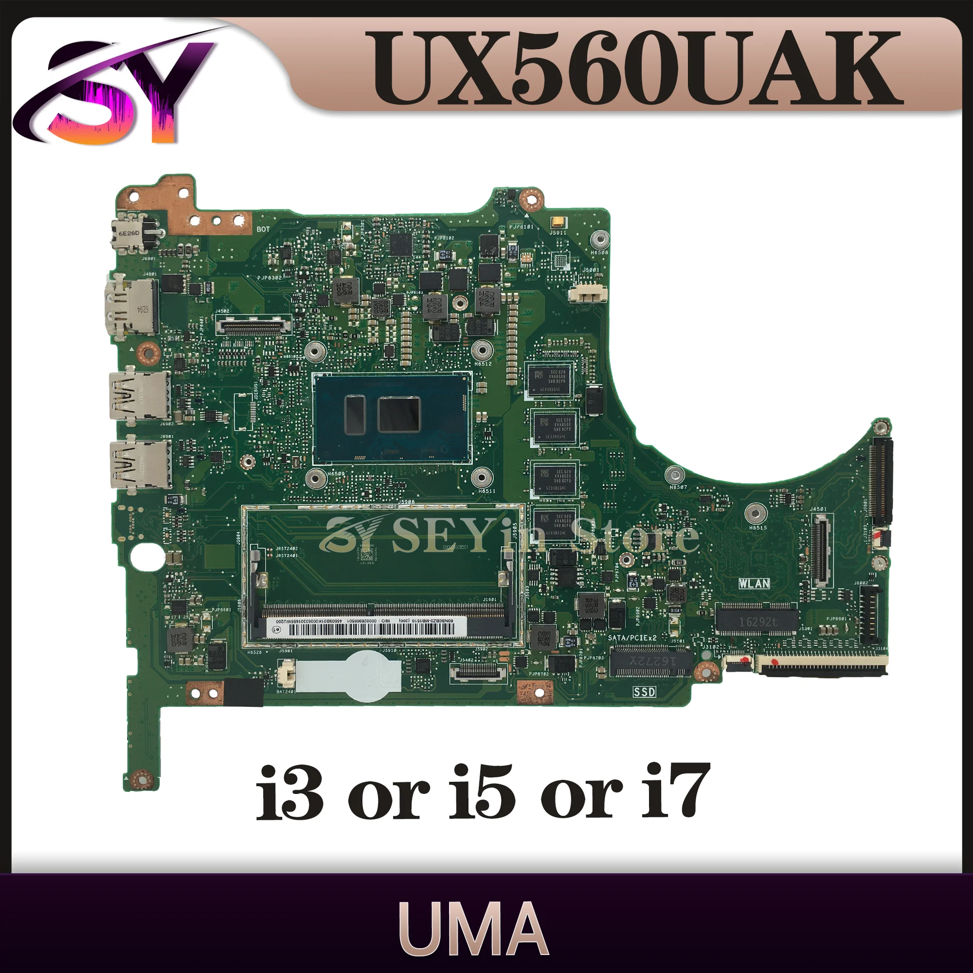 Mainboard For ASUS Q504UAK Q504UA Q504U UX560UAK UX560UA UX560U Laptop Motherboard i3 i5 i7 6th/7th Gen 8GB-RAM