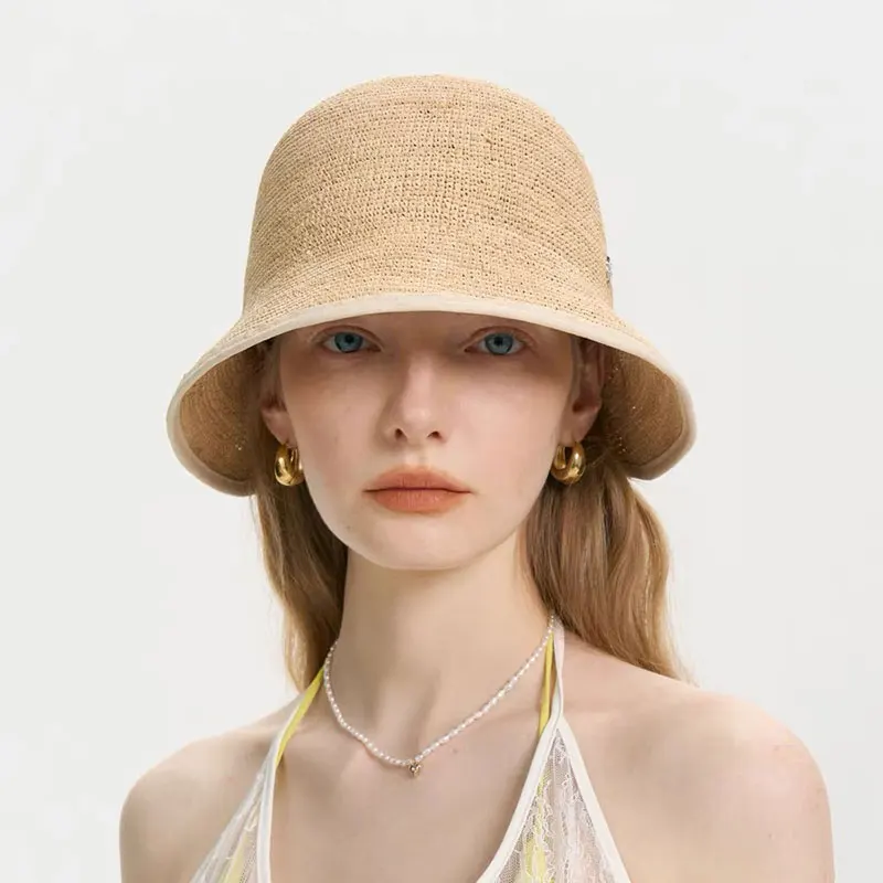 Fashion Raffia Grass Fisherman Straw Hat Women\'s High Quality Bucket Hat Summer Beach Vacation Hat Basin Hat Designer Bonnet