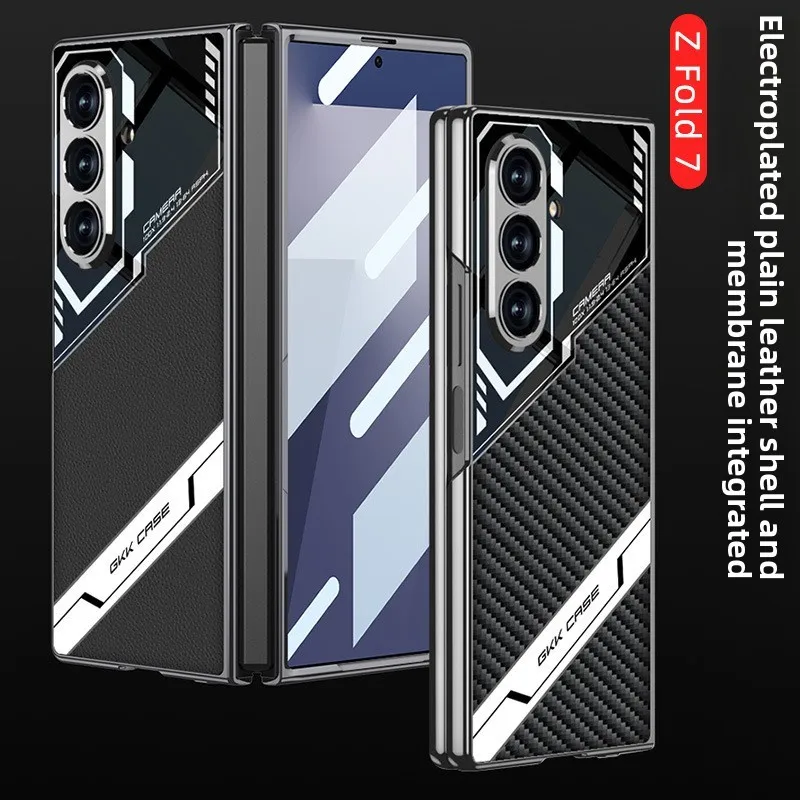 

For Samsung Galaxy Z Fold 7 Phone Leather Plating Shell Film Protective Cover