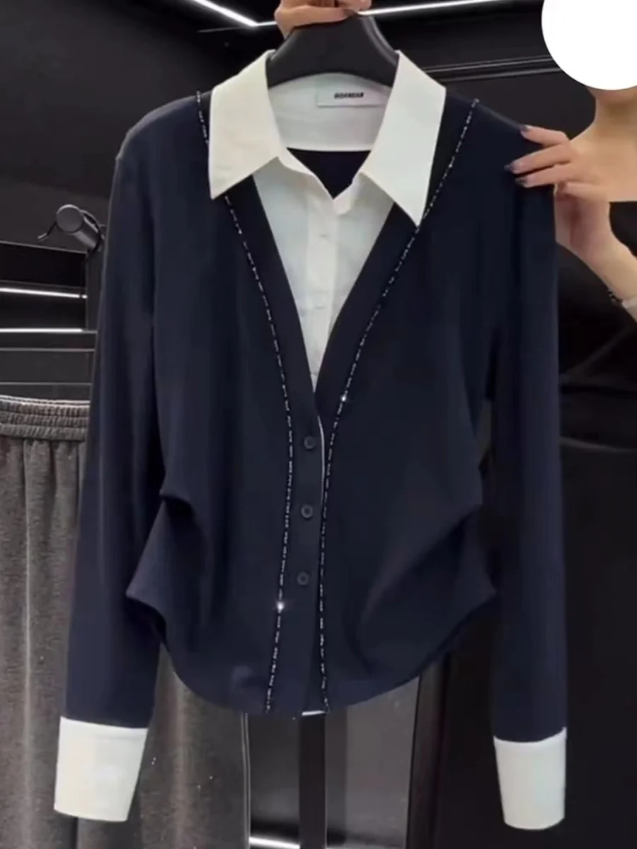 

Женская футболка Ele Long Sve, большие размеры, с тяжелыми украшениями, высококачественный модный топ для поездок на работу, слэ и грушей...