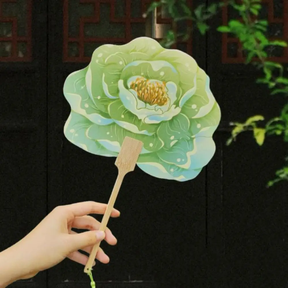 Retro Style Peony Flower Hand Fan Lasrge Club Party Decor Props Dancing Fan Red/Yellow/Green Petals Yangko Stage Performance Fan