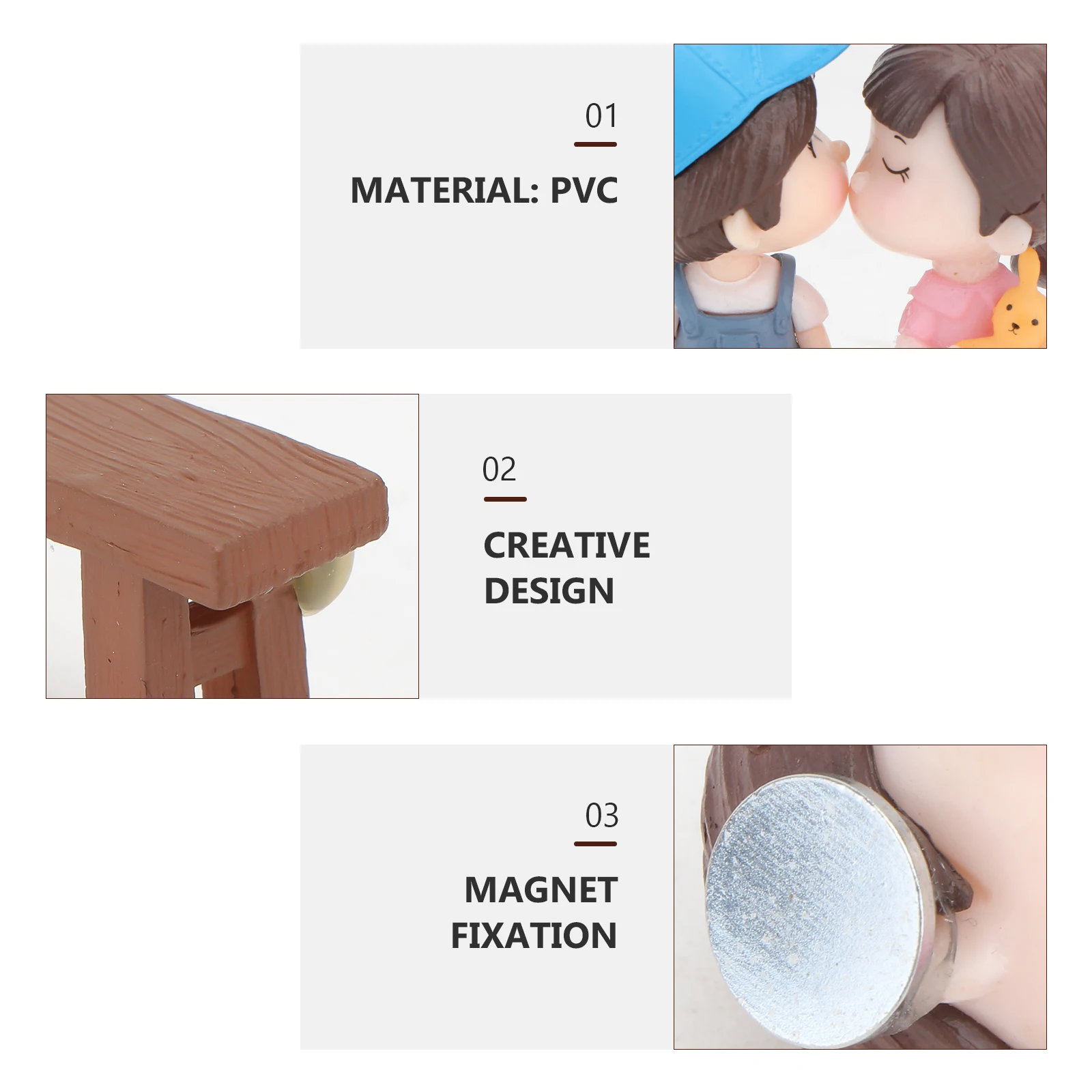 

5 Pcs Couple Magnet Refrigerator Magnets Figurine Sticker Cute Pvc Love Theme Lovers for Fridge