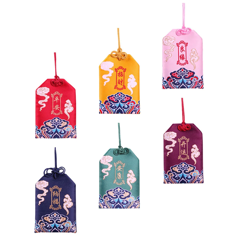 6 ชิ้น Blessing กระเป๋าญี่ปุ่น Omamori Lucky Amulet กระเป๋าสไตล์ประณีตที่ละเอียดอ่อน DIY จี้จีน