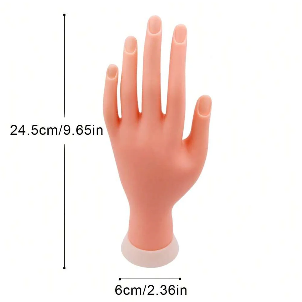 Mano de práctica de uñas de silicona profesional con dedos flexibles y poseibles, modelo de mano de entrenamiento para decoración de uñas, mano falsa izquierda