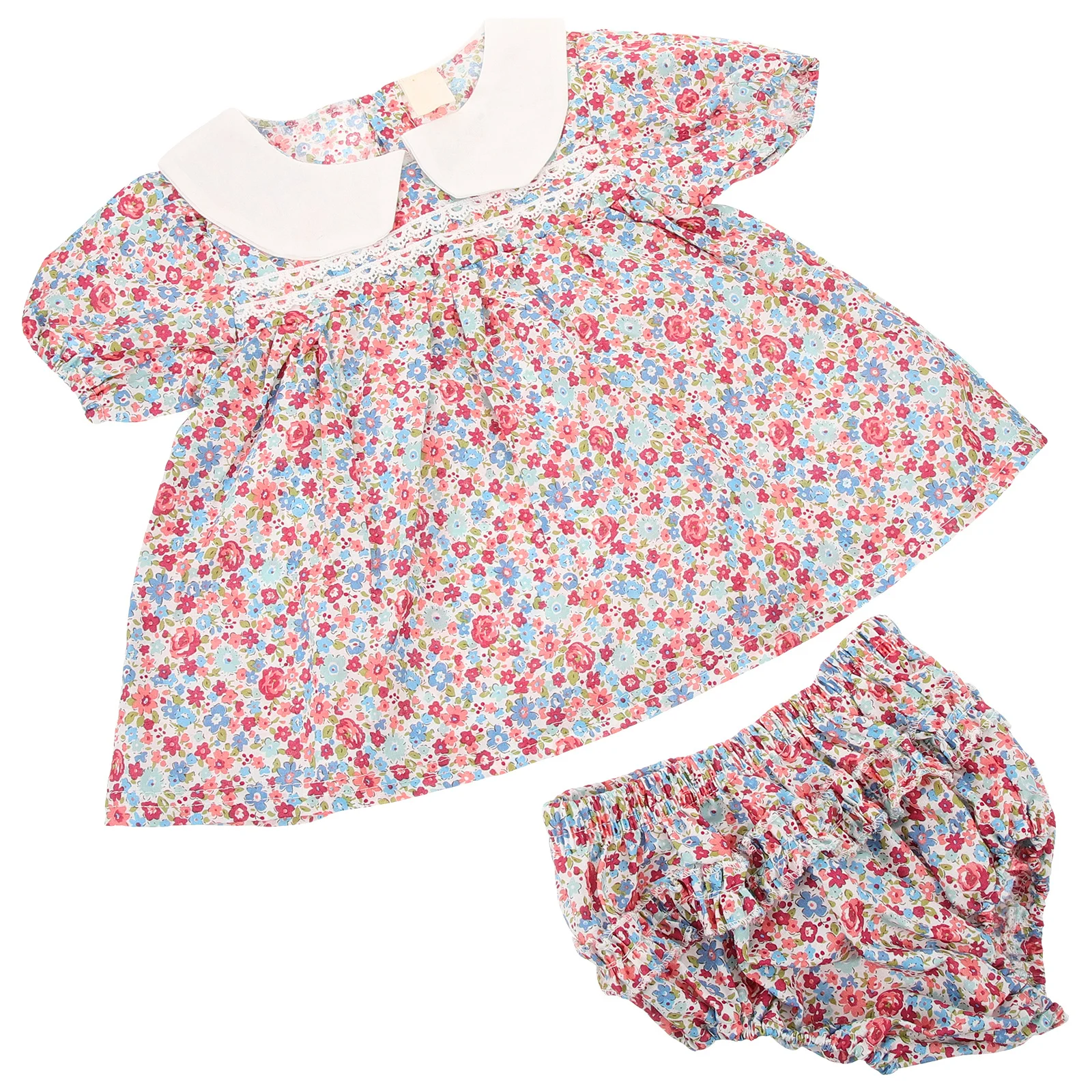 

6pcs Short Sleeve Romper For Baby Girls Cotton Jumpsuit Comfortable Summer Outfit Newborn Clothes Floral Design Daily Wear Party