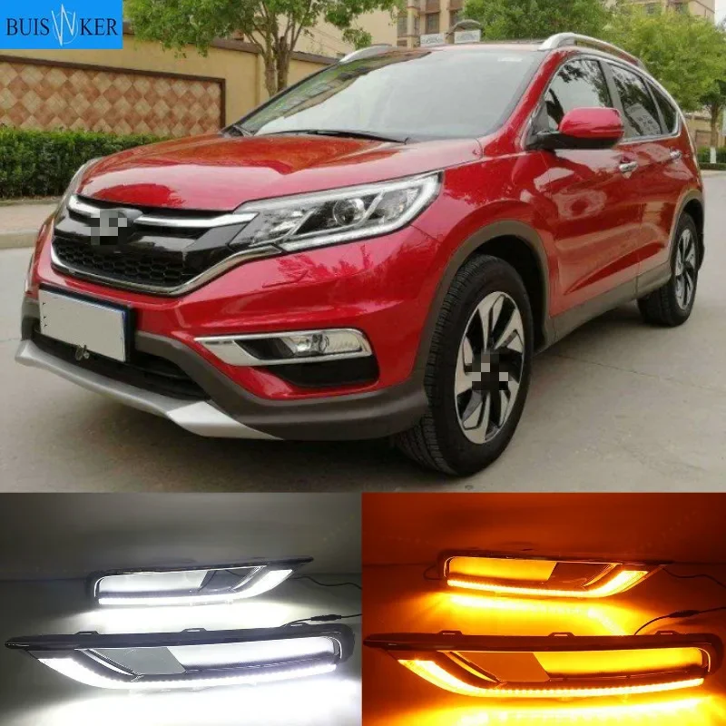 

1 комплект светодиодов из АБС-пластика 12 В для Honda CRV CR-V 2015 2016 DRL дневные ходовые огни дневного света с желтыми указателями поворота