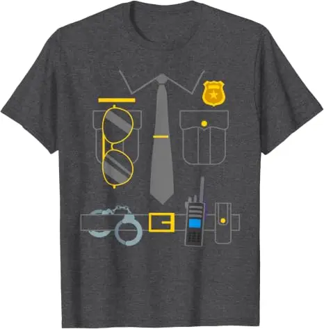 Polizisten-Kostüm Lustiges Polizisten-T-Shirt Y2k Persönlichkeit Einzigartige Geschenke Neuartige Fantastische Polizeikleidung mit Grafik – Detail 14