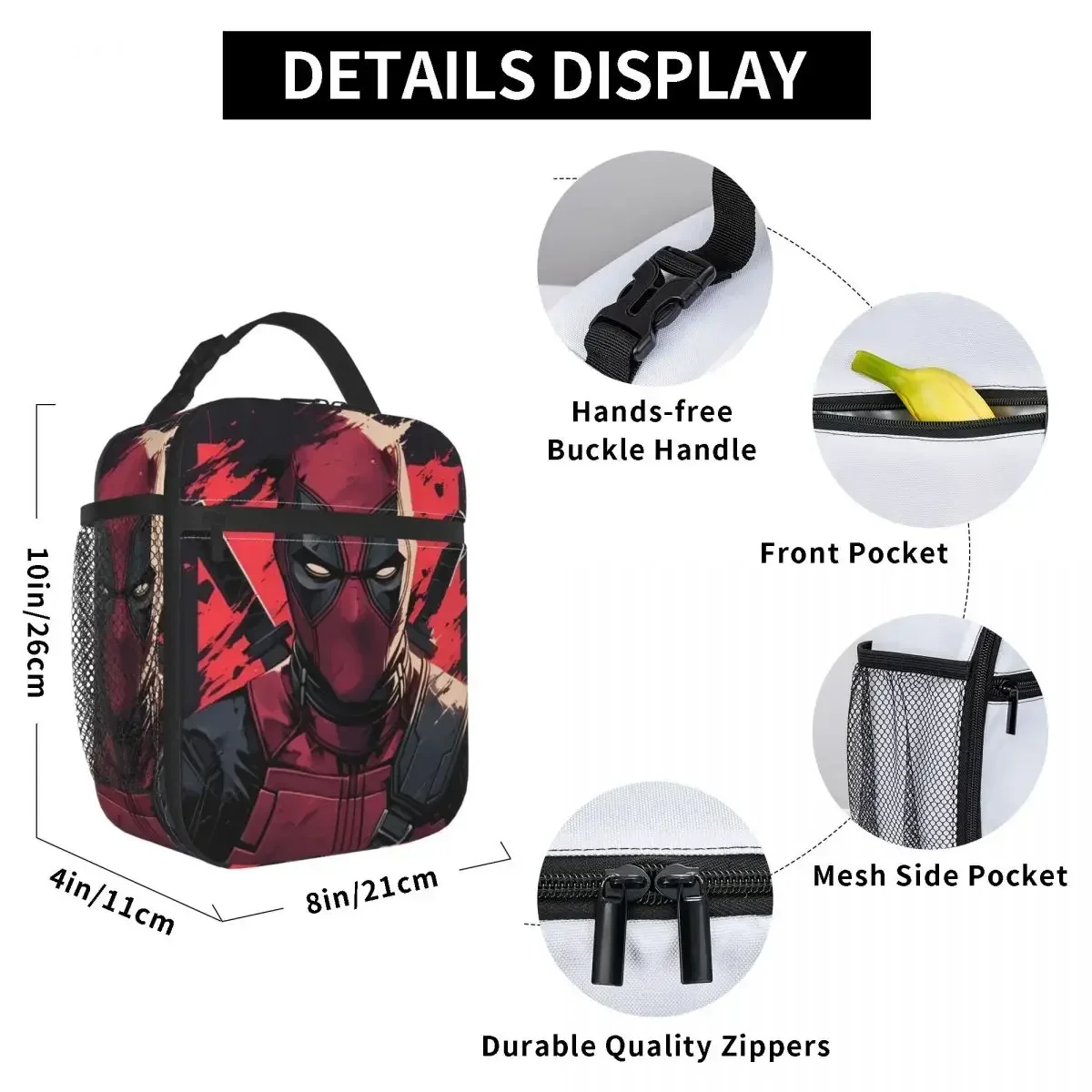 Deadpools Insulated Lunch Bag Thermal Bag Lunch Container Leakproof Tote Lunch Box Food Bag Work Outdoor