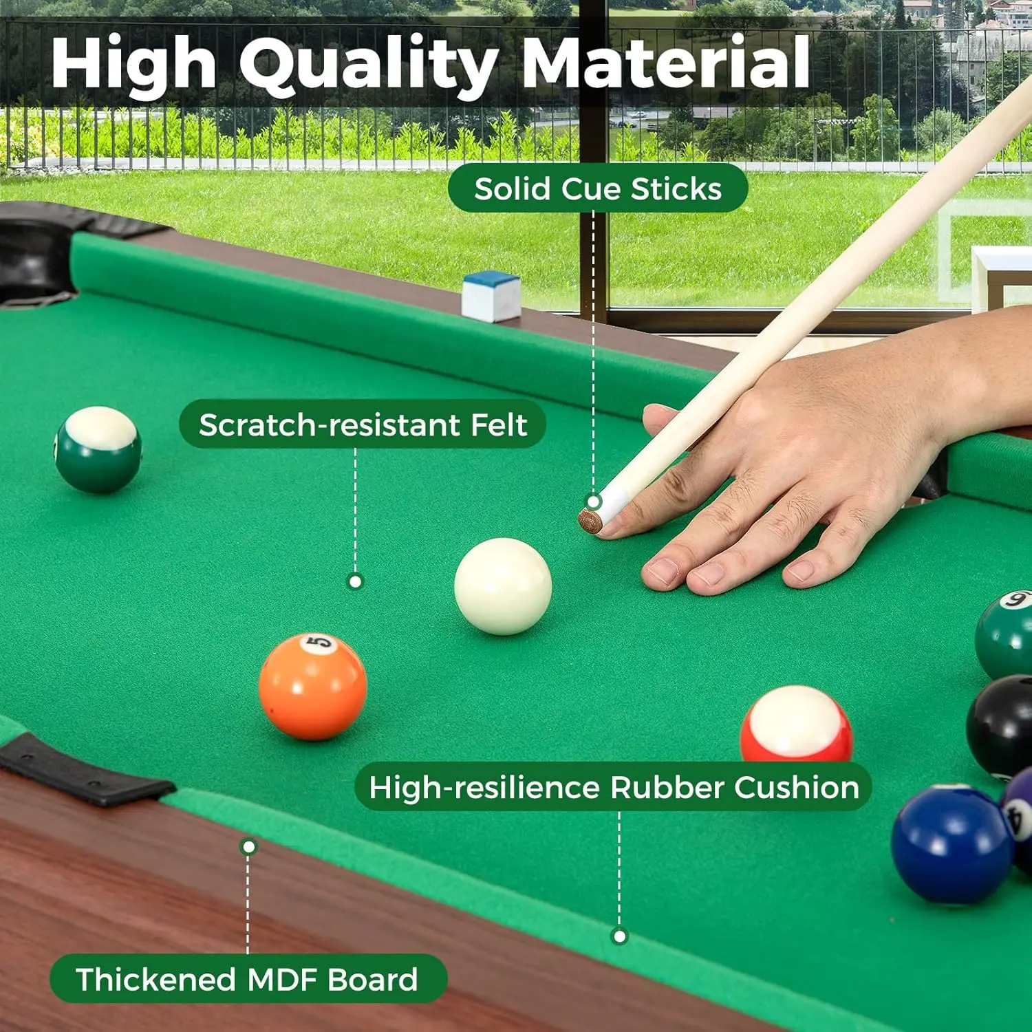 Pool Table, 48 Inch Wooden Billiard Tables with 16 Balls, 2 Cue Sticks, 2 Chalks and Brush, Snooker Table Mini Pool Table for Ki