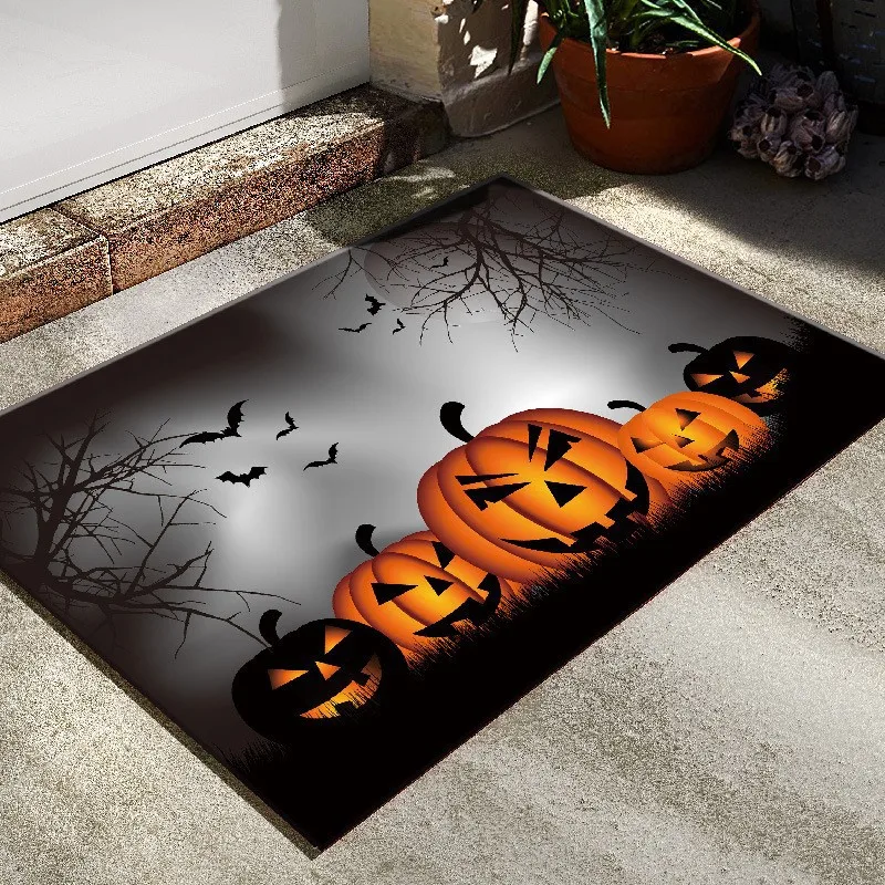 Halloween Pumpkin Porch Bathroom Non-slip Rugs Living Room Bedroom Colorful Soft Carpets Sofa Coffee Table Dirt Resistant Carpet