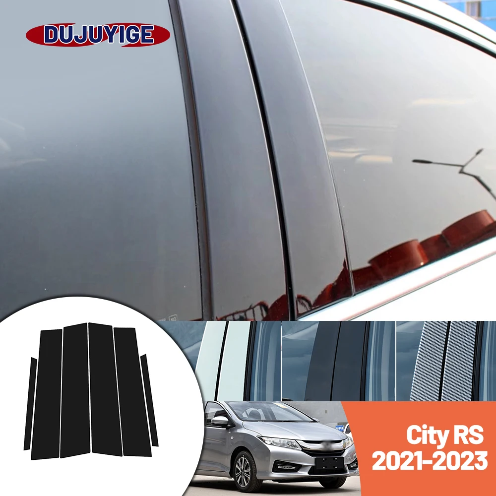 

Bright black carbon fiber door and window B C Pillar sticker suitable For Honda City RS 2021-2023 2022