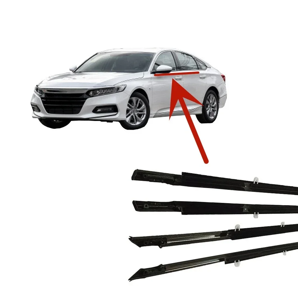 

4 Pcs Chrome or Black Windows Rubber Outside for Honda Accord 2018-2023 Glass Protector Weatherstrip for Accord Outer Laminate