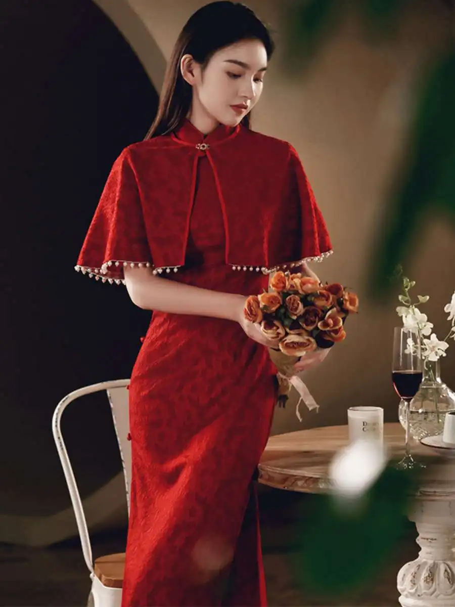 

Простое китайское свадебное платье для помолвки и свадьбы, весна-осень, новинка, для невесты