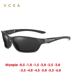 VCKA Polarized Myopia Sunglasses Men Fashion Sports Square Glasses Male Outdoor Travel Custom Prescription Goggles -0.5 TO -6.0